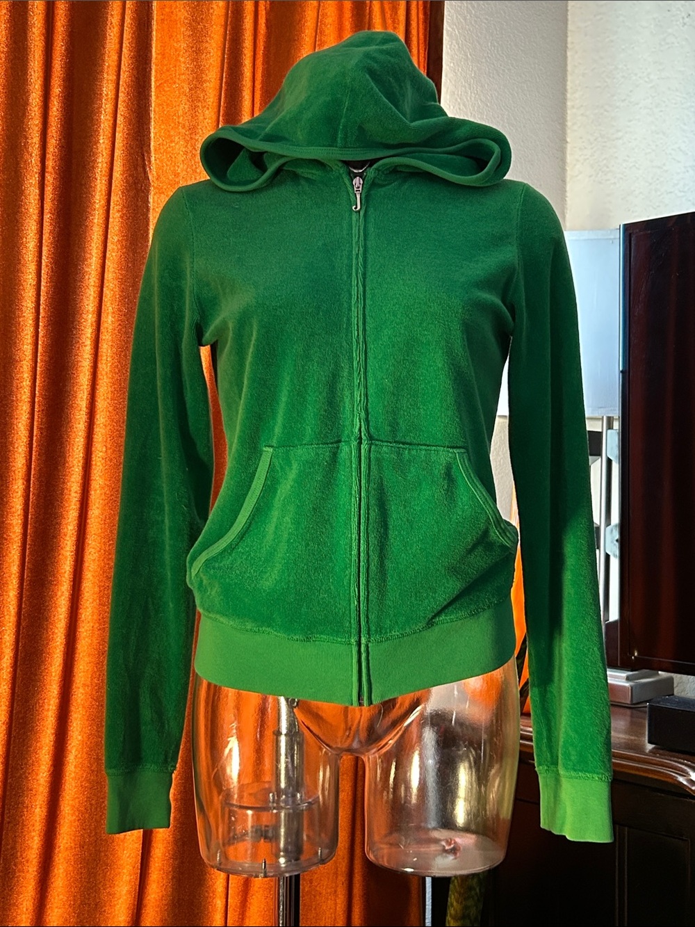 Juicy Couture Green Terry Cloth Zip Hoodie